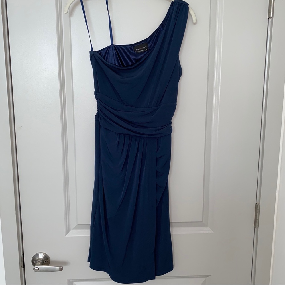 Max & Cleo Navy One Shoulder Cocktail Dress Sz. 4
